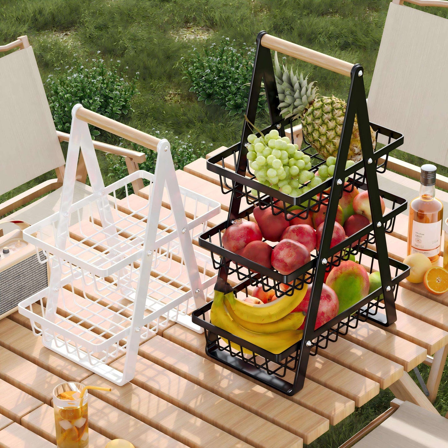2-Tier Countertop Fruit Basket – Detachable Metal Storage Organizer for Fruits, Vegetables, Snacks & Kitchen Essentials
