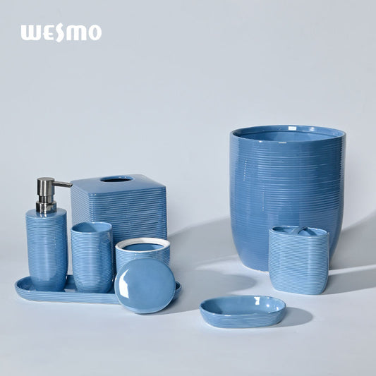 8-Piece Ceramic Bathroom Accessories Set – Luxury Porcelain Bathroom Decor with Soap Dispenser, Toothbrush Holder & Vanity Essentials
