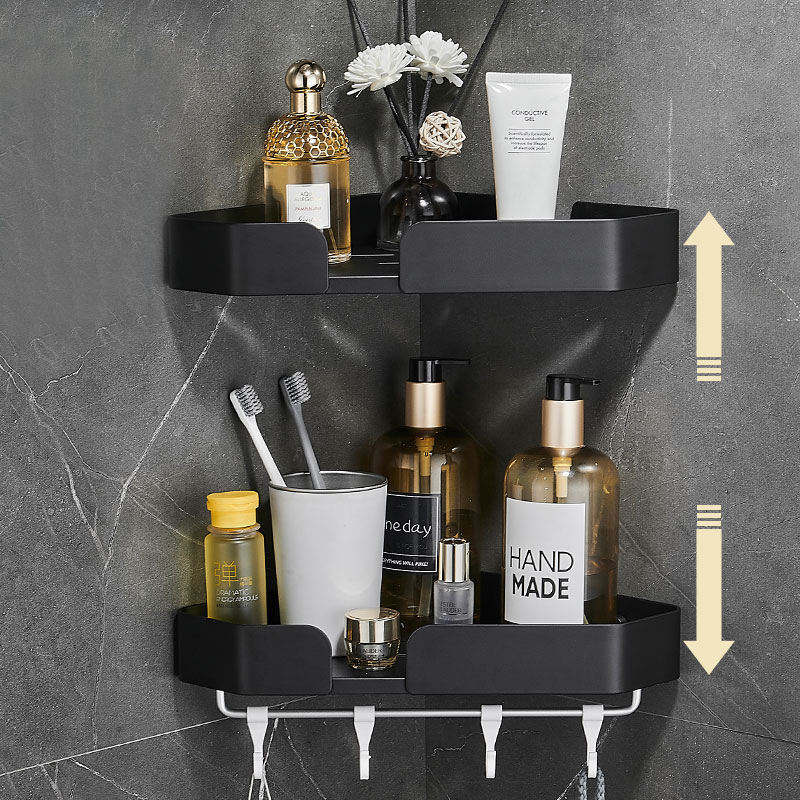 Stainless Steel Shower Caddy Shelf – Wall Mounted Bathroom Organizer Rack with Corner Storage Shelf for Shampoo, Soap & Accessories