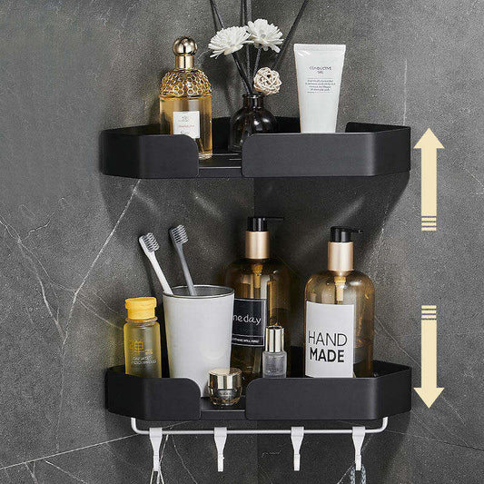 Stainless Steel Shower Caddy Shelf – Wall Mounted Bathroom Organizer Rack with Corner Storage Shelf for Shampoo, Soap & Accessories