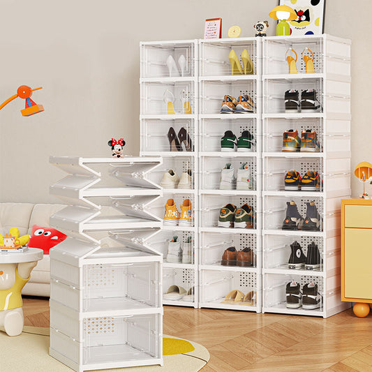 Modern Clear Plastic Shoe Storage Box – Foldable & Stackable Transparent Sneaker Organizer for Bedroom & Close
